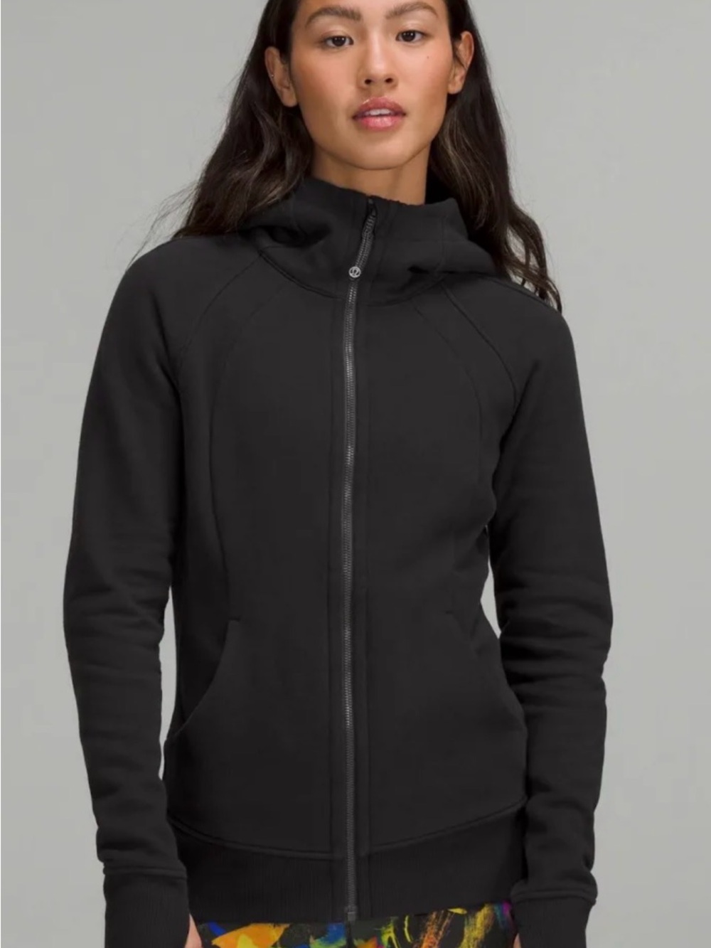 Lululemon Women's Black Zip-Up Hooded scuba hoodie